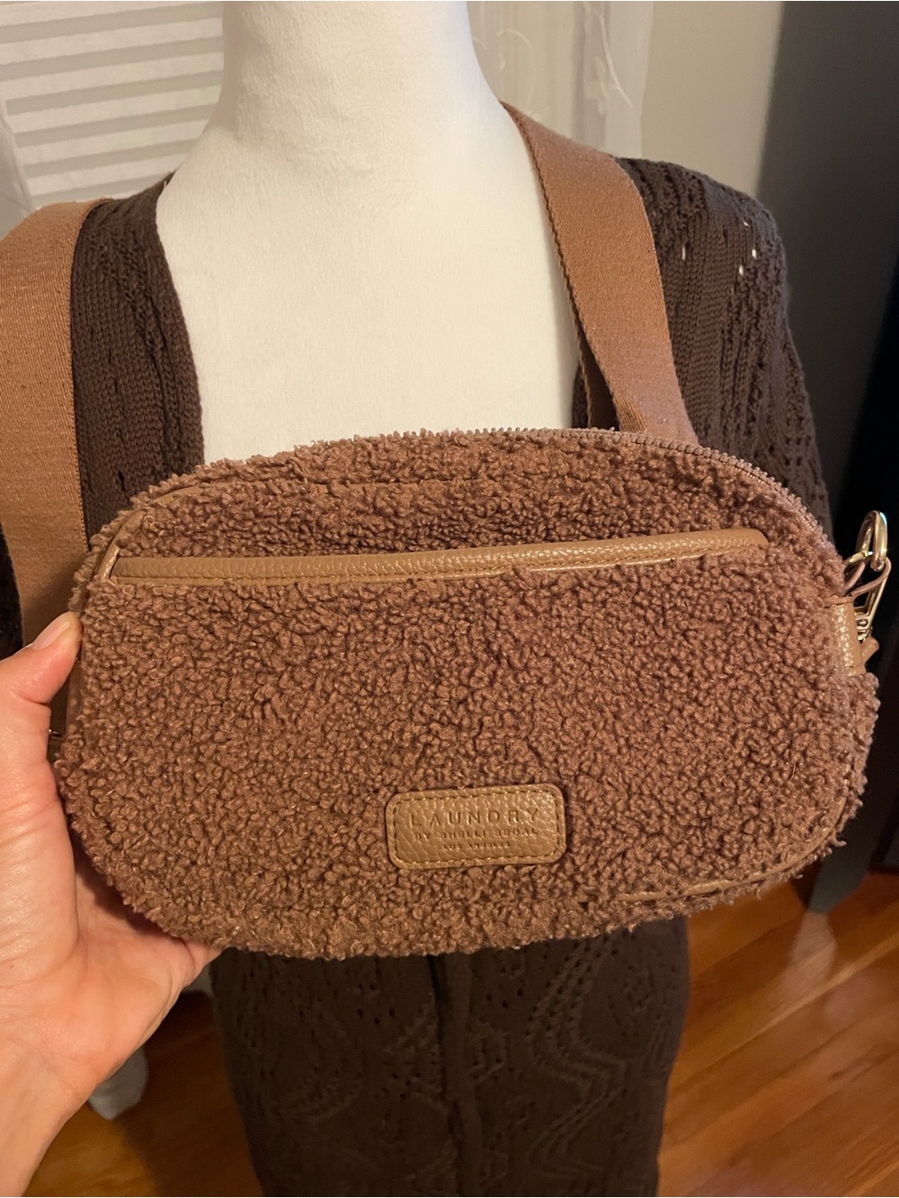 Laundry By Shelli Segal Brown Sherpa Crossbody Bag
